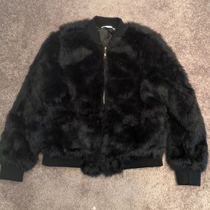 Faux Fur Black Bomber Jacket